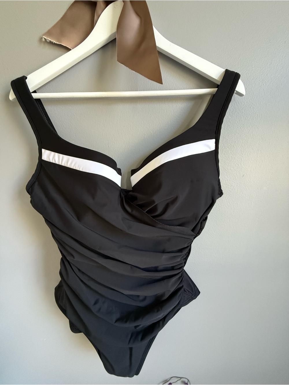 Miraclesuit Black One-Piece Swimsuit with White Accents